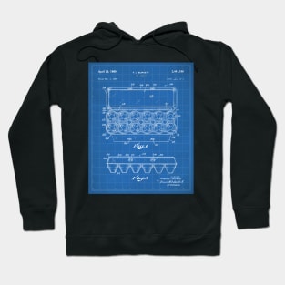 Egg Carton Patent - Kitchen Chef Farming Farmhouse Art - Blueprint Hoodie